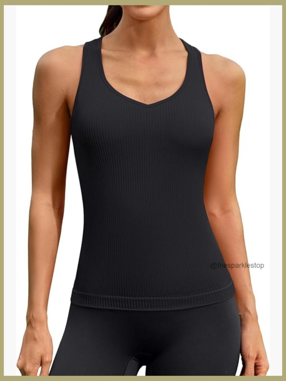 Seamless Racerback Tank Top with Built-in Bra Sweetheart Neck Yoga Athletic Top
